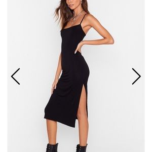 Black midi dress with slit